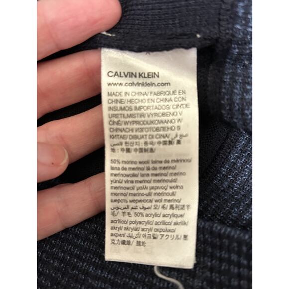 Calvin Klein European Yarn Navy Zip Up Sweater Jacket Merino Wool - Size S - Picture 5 of 5